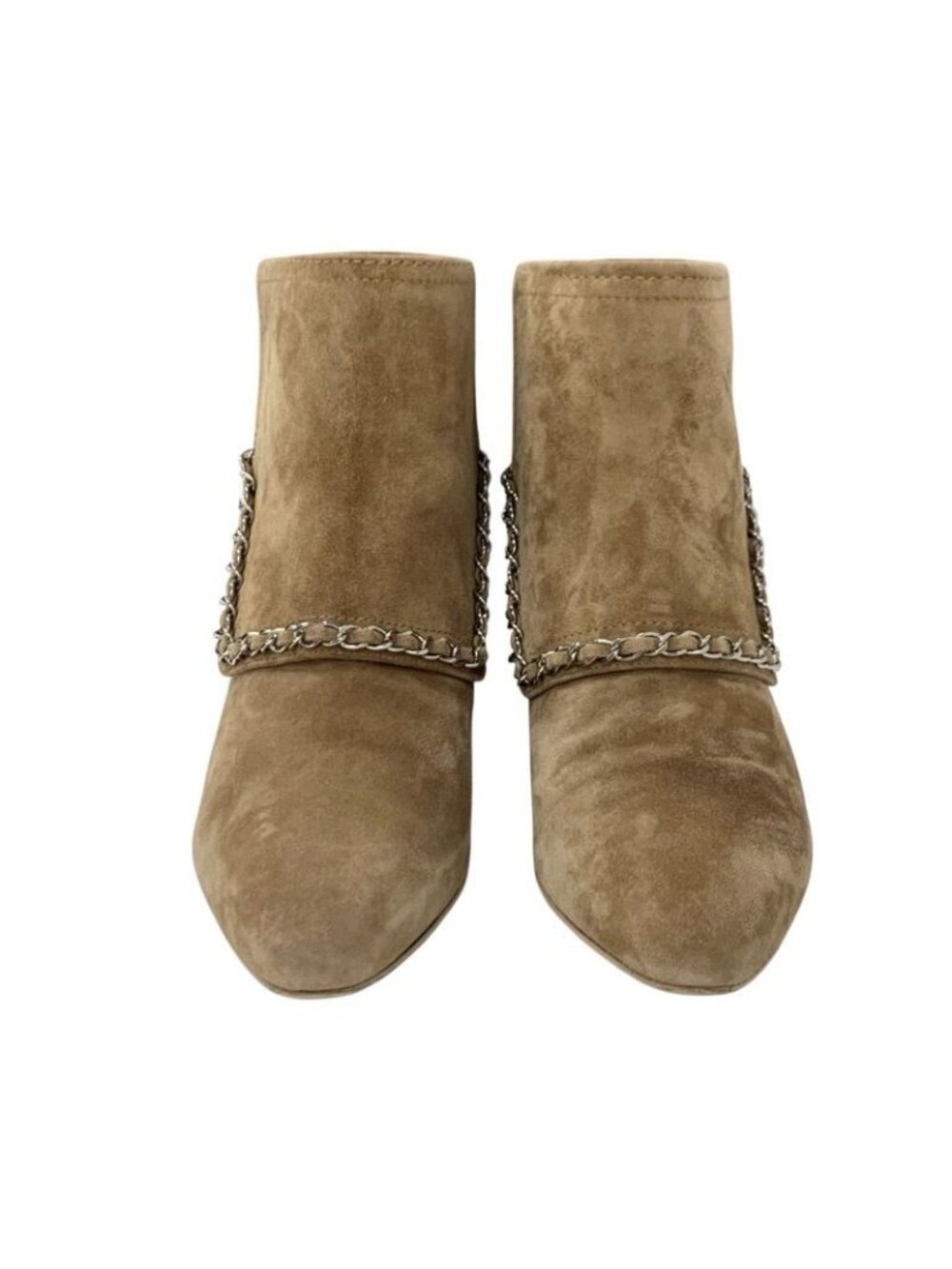 Chanel Boots Short Shoes Suede Beige Silver Coco Mark Chain - Picture 2 of 10